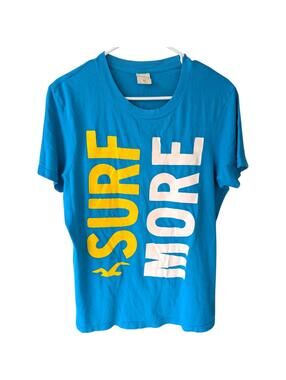 Vintage Y2K Hollister Shirt XL Blue Surf More Graphic Tee Mallcore 21.5x27